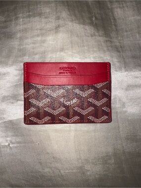 Goyard Red Card Case with Signature Goyardine Print